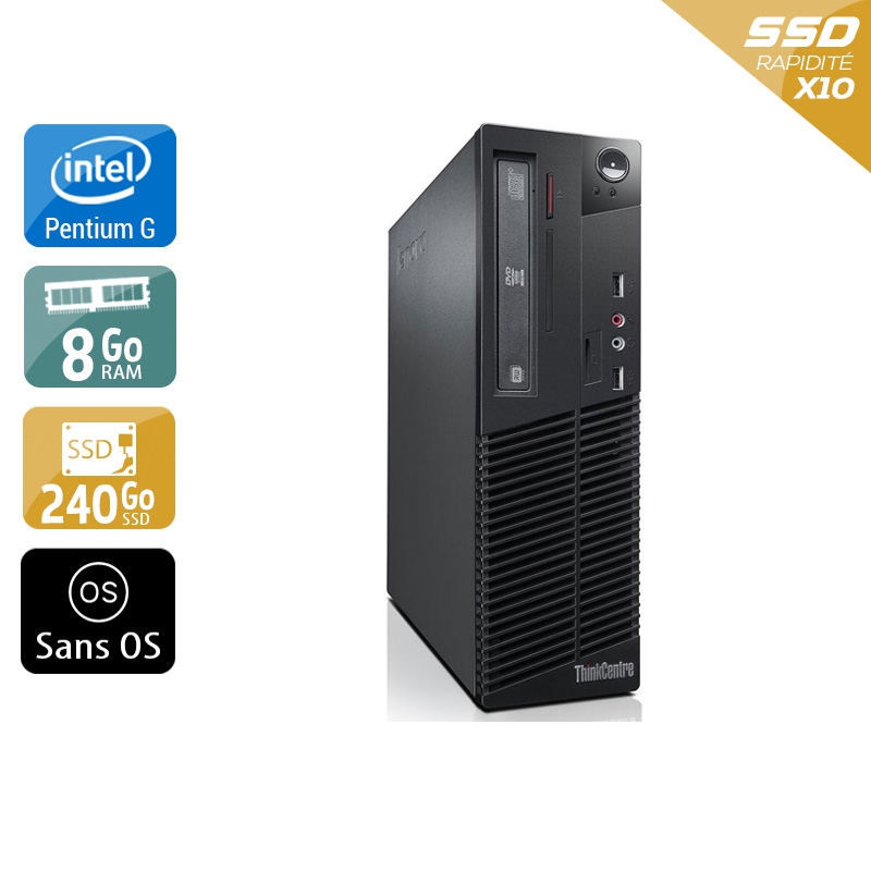 Lenovo ThinkCentre M81 SFF Pentium G Dual Core - 8Go RAM 240Go SSD Sans OS  Très bon étatOccasion certifiée reconditionnée Bon état -  reconditionné disponible sur Kiatoo