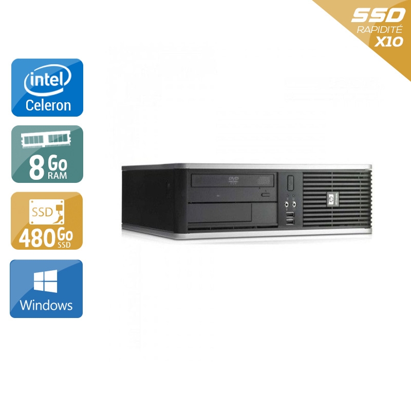 HP Compaq dc7800 SFF Celeron Dual Core - 8Go RAM 480Go SSD Windows 10  Très bon étatOccasion certifiée reconditionnée Bon état -  reconditionné disponible sur Kiatoo