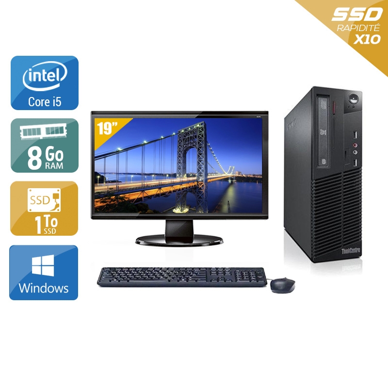 Lenovo ThinkCentre M72E SFF i5 + Écran - 19'' 8Go RAM 1To SSD Windows 10  Bon étatOccasion certifiée reconditionnée Bon état -  reconditionné disponible sur Kiatoo