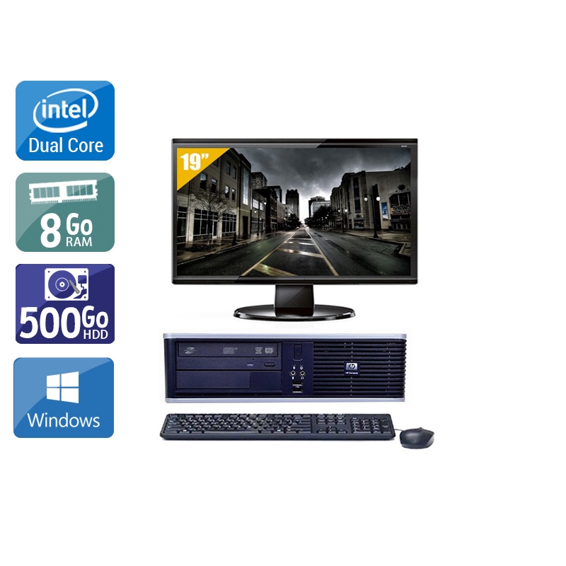 HP Compaq dc7900 SFF Dual Core + Écran - 19'' 8Go RAM 500Go HDD Windows 10  Bon étatOccasion certifiée reconditionnée Bon état -  reconditionné disponible sur Kiatoo