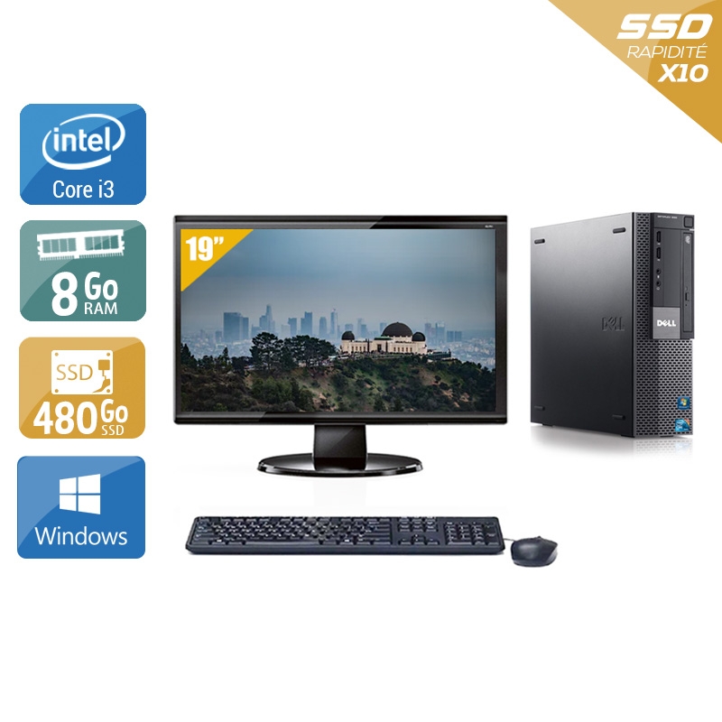 Dell Optiplex 980 SFF i3 + Écran - 19'' 8Go RAM 480Go SSD Windows 10  Très bon étatOccasion certifiée reconditionnée Bon état -  reconditionné disponible sur Kiatoo