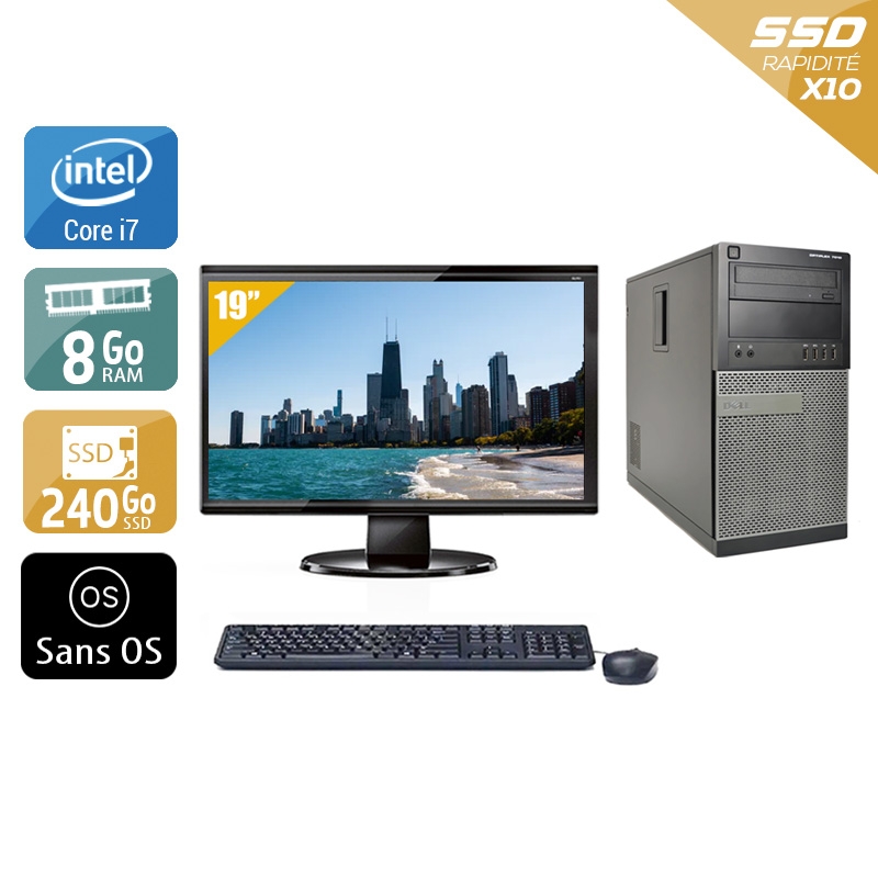Dell Optiplex 7010 Tower i7 + Écran - 19'' 8Go RAM 240Go SSD Sans OS  Bon étatOccasion certifiée reconditionnée Bon état -  reconditionné disponible sur Kiatoo