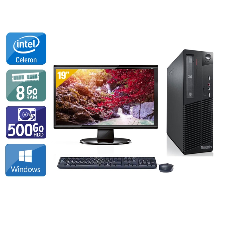 Lenovo ThinkCentre M73 SFF Celeron Dual Core + Écran - 19'' 8Go RAM 500Go HDD Windows 10  Bon étatOccasion certifiée reconditionnée Bon état -  reconditionné disponible sur Kiatoo