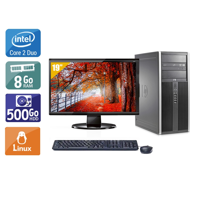 HP Compaq Elite 8000 Tower Core 2 Duo + Écran - 19'' 8Go RAM 500Go HDD Linux  Bon étatOccasion certifiée reconditionnée Bon état -  reconditionné disponible sur Kiatoo