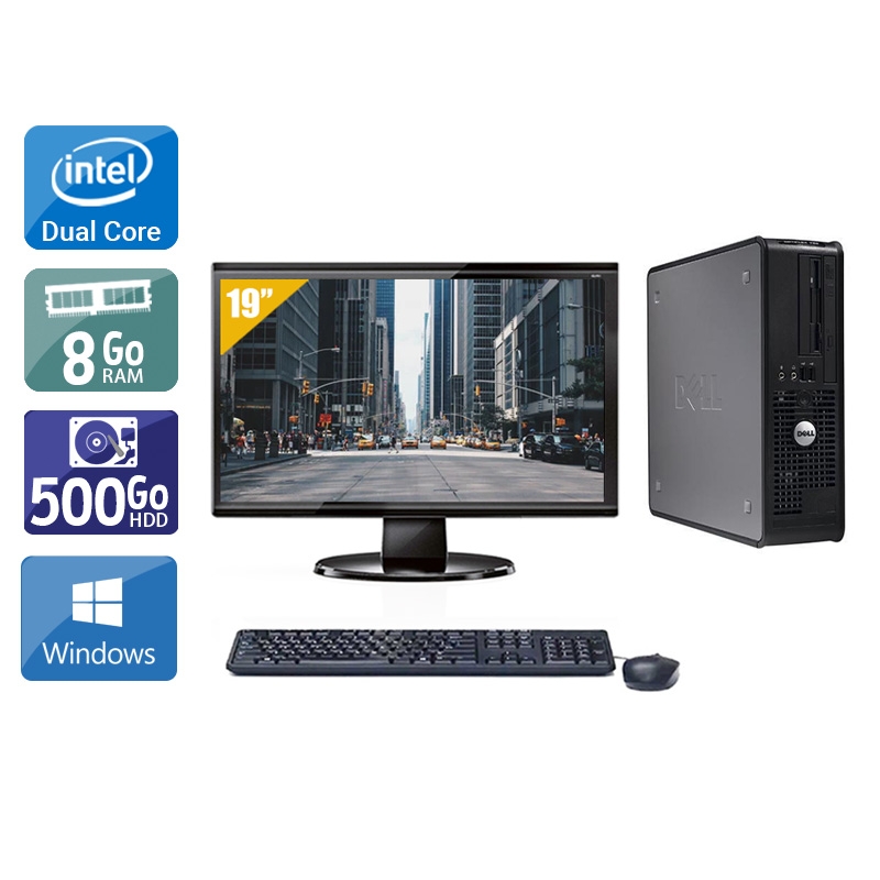 Dell Optiplex 380 SFF Dual Core + Écran - 19'' 8Go RAM 500Go HDD Windows 10  Très bon étatOccasion certifiée reconditionnée Bon état -  reconditionné disponible sur Kiatoo