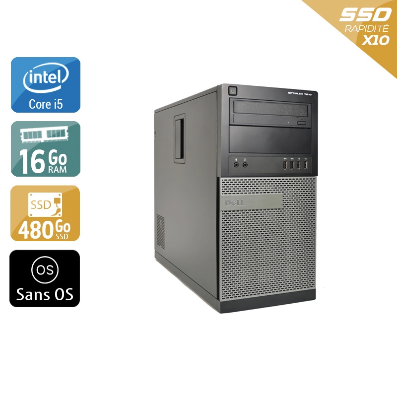 Dell Optiplex 7010 Tower i5 - 16Go RAM 480Go SSD Sans OS  Très bon étatOccasion certifiée reconditionnée Bon état -  reconditionné disponible sur Kiatoo
