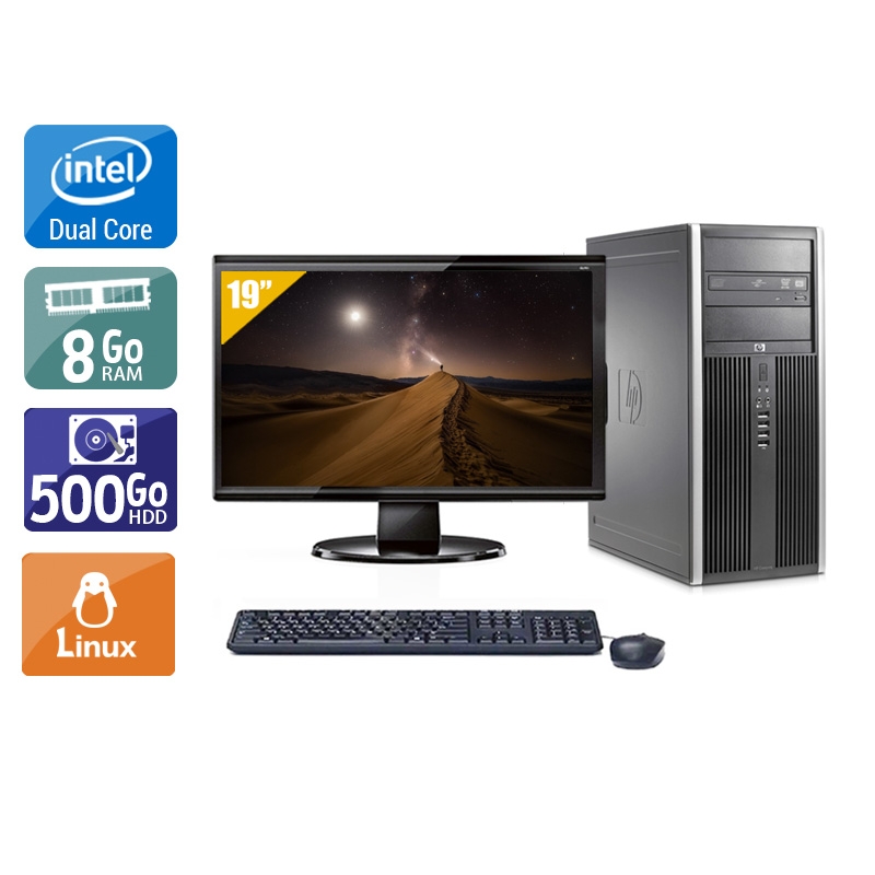 HP Compaq Elite 8000 Tower Dual Core + Écran - 19'' 8Go RAM 500Go HDD Linux  Bon étatOccasion certifiée reconditionnée Bon état -  reconditionné disponible sur Kiatoo