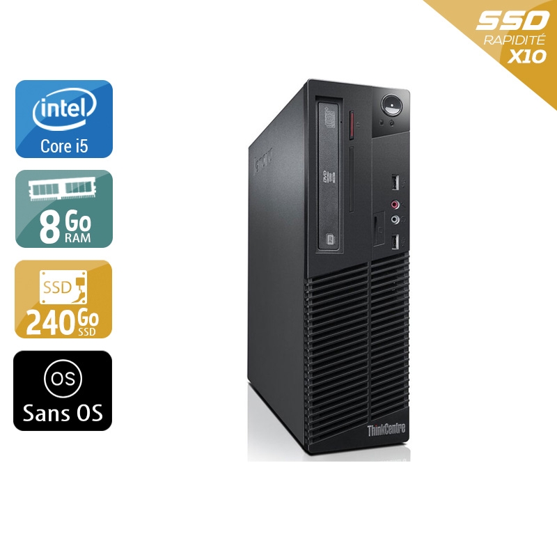 Lenovo ThinkCentre M81 SFF i5 - 8Go RAM 240Go SSD Sans OS  État correctOccasion certifiée reconditionnée Bon état -  reconditionné disponible sur Kiatoo