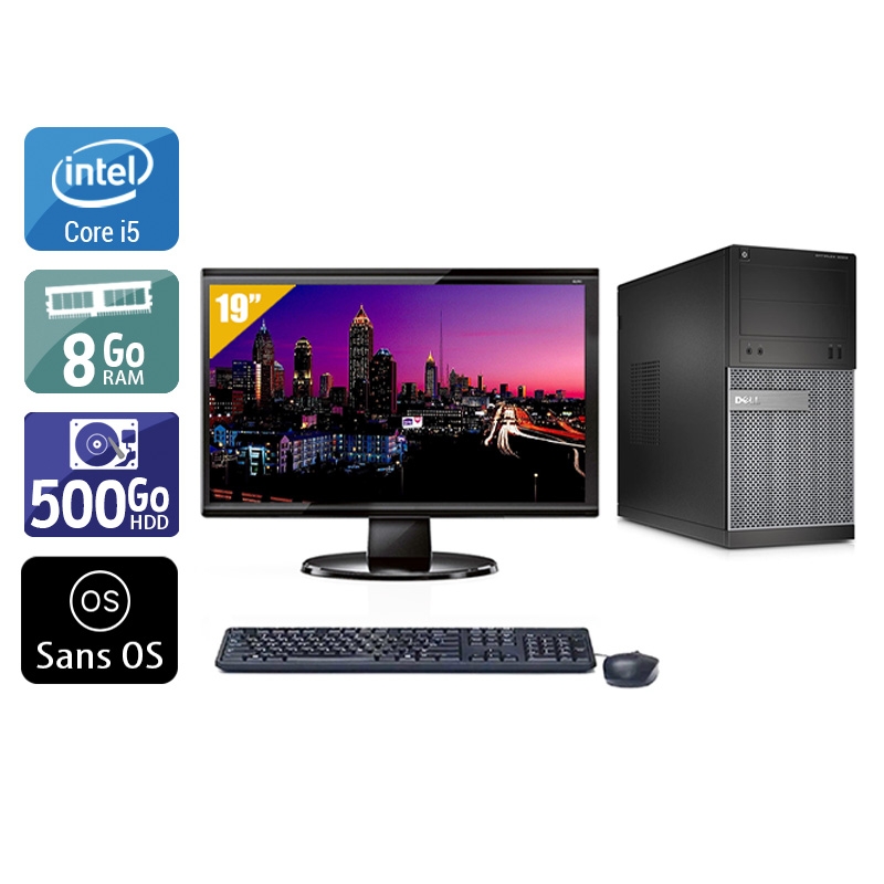 Dell Optiplex 3020 Tower i5 + Écran - 19'' 8Go RAM 500Go HDD Sans OS  Bon étatOccasion certifiée reconditionnée Bon état -  reconditionné disponible sur Kiatoo