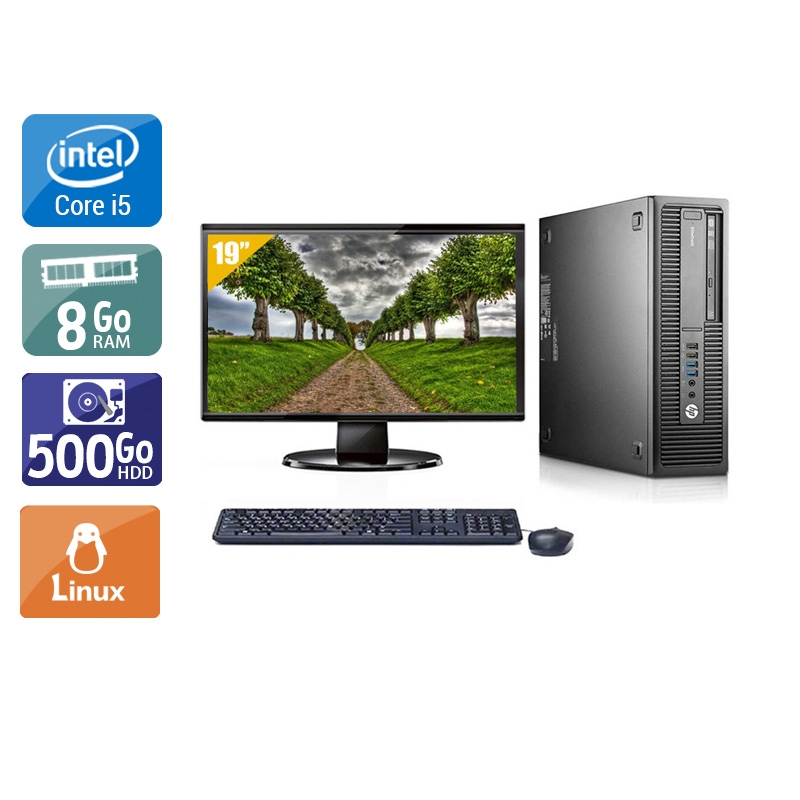 HP EliteDesk 800 G1 SFF i5 + Écran - 19'' 8Go RAM 500Go HDD Linux  Très bon étatOccasion certifiée reconditionnée Bon état -  reconditionné disponible sur Kiatoo