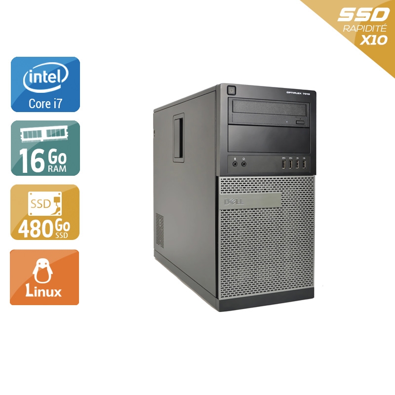 Dell Optiplex 7010 Tower i7 - 16Go RAM 480Go SSD Linux  Bon étatOccasion certifiée reconditionnée Bon état -  reconditionné disponible sur Kiatoo