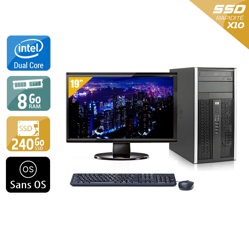HP Compaq Pro 6000 Tower Dual Core + Écran - 19'' 8Go RAM 240Go SSD Sans OS  Bon étatOccasion certifiée reconditionnée Bon état -  reconditionné disponible sur Kiatoo