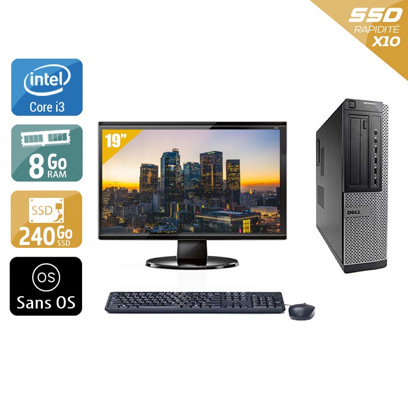 Dell Optiplex 390 Desktop i3 + Écran - 19'' 8Go RAM 240Go SSD Sans OS  Bon étatOccasion certifiée reconditionnée Bon état -  reconditionné disponible sur Kiatoo