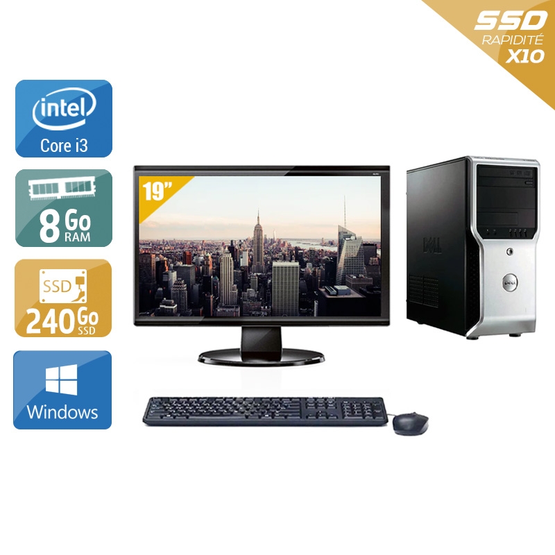Dell Precision T1500 Tower i3 + Écran - 19'' 8Go RAM 240Go SSD Windows 10  Bon étatOccasion certifiée reconditionnée Bon état -  reconditionné disponible sur Kiatoo