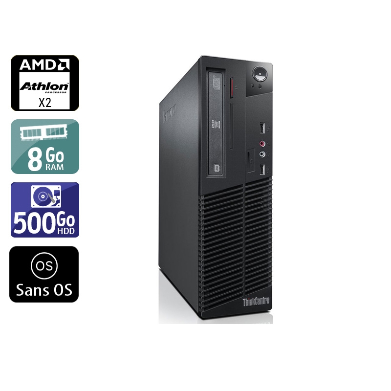 Lenovo ThinkCentre M77 SFF AMD Athlon Dual Core - 8Go RAM 500Go HDD Sans OS  État correctOccasion certifiée reconditionnée Bon état -  reconditionné disponible sur Kiatoo