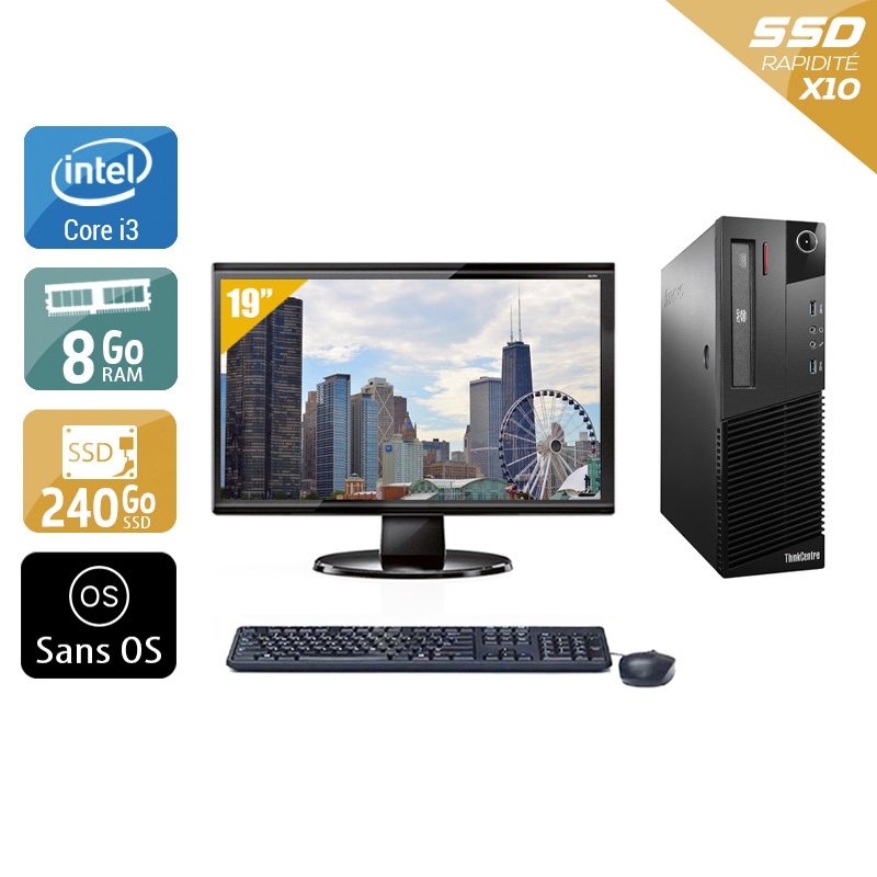 Acheter Lenovo ThinkCentre M93 SFF i3 + Écran - 19'' 8Go RAM 240Go SSD Sans OS Bon étatOccasion certifiée reconditionnée Bon état - 224,17 € Lenovo ThinkCentre M93 SFF i3 + Écran - 19'' 8Go RAM 240Go SSD Sans OS Bon étatOccasion certifiée reconditionnée Bon état - reconditionné disponible sur Kiatoo