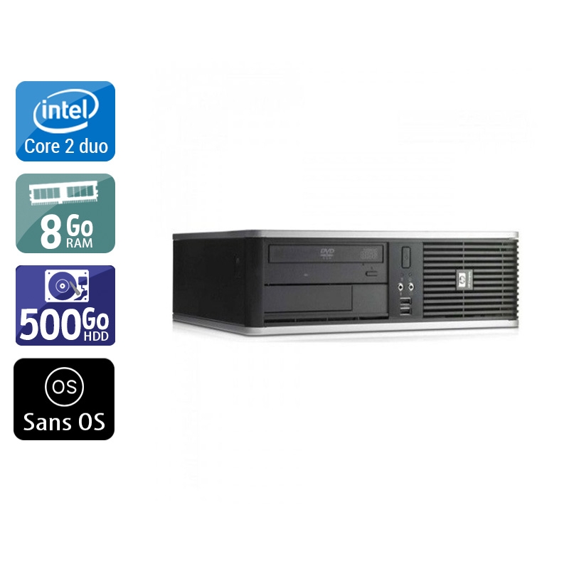 HP Compaq dc7900 SFF Core 2 Duo - 8Go RAM 500Go HDD Sans OS  Bon étatOccasion certifiée reconditionnée Bon état -  reconditionné disponible sur Kiatoo