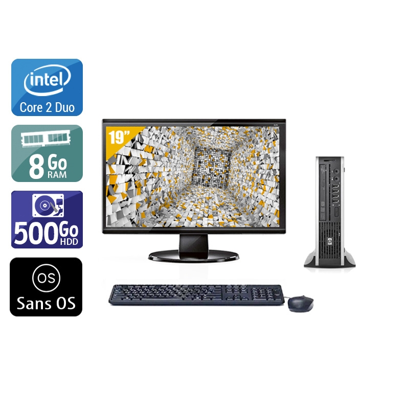 HP Compaq Elite 8000 USDT Core 2 Duo + Écran - 19'' 8Go RAM 500Go HDD Sans OS  Bon étatOccasion certifiée reconditionnée Bon état -  reconditionné disponible sur Kiatoo