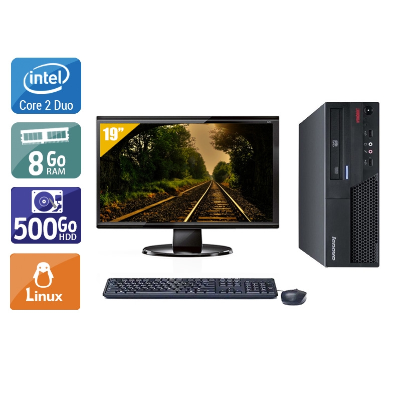 Lenovo ThinkCentre M57 SFF Core 2 Duo + Écran - 19'' 8Go RAM 500Go HDD Linux  Bon étatOccasion certifiée reconditionnée Bon état -  reconditionné disponible sur Kiatoo