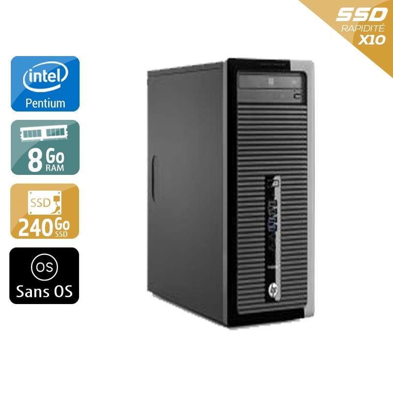 HP ProDesk 400 G1 Tower Pentium G Dual Core - 8Go RAM 240Go SSD Sans OS  État correctOccasion certifiée reconditionnée Bon état -  reconditionné disponible sur Kiatoo