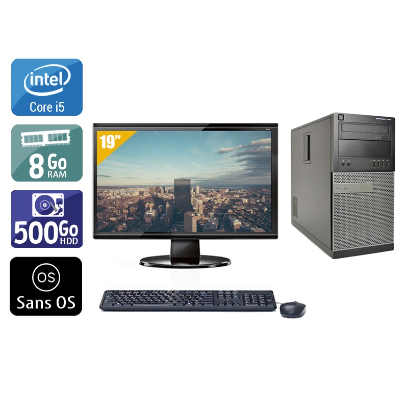 Dell Optiplex 7010 Tower i5 + Écran - 19'' 8Go RAM 500Go HDD Sans OS  Bon étatOccasion certifiée reconditionnée Bon état -  reconditionné disponible sur Kiatoo
