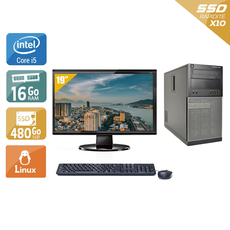 Dell Optiplex 990 Tower i5 + Écran - 19'' 16Go RAM 480Go SSD Linux  Bon étatOccasion certifiée reconditionnée Bon état -  reconditionné disponible sur Kiatoo