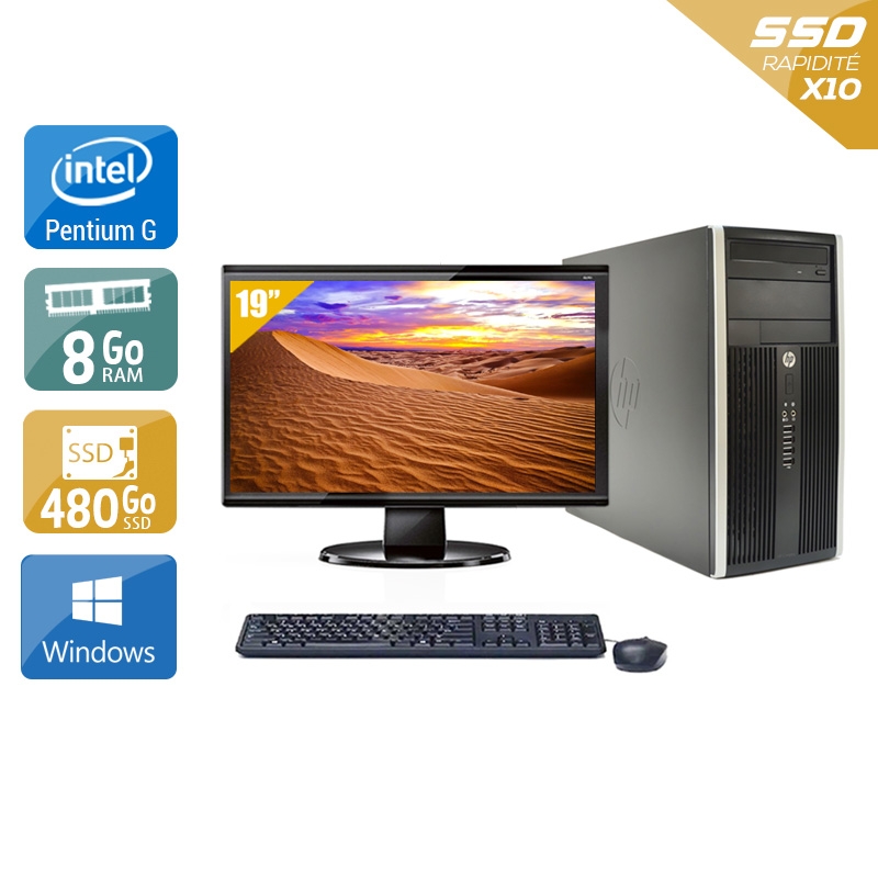 HP Compaq Pro 6200 Tower Pentium G Dual Core + Écran - 19'' 8Go RAM 480Go SSD Windows 10  Bon étatOccasion certifiée reconditionnée Bon état -  reconditionné disponible sur Kiatoo