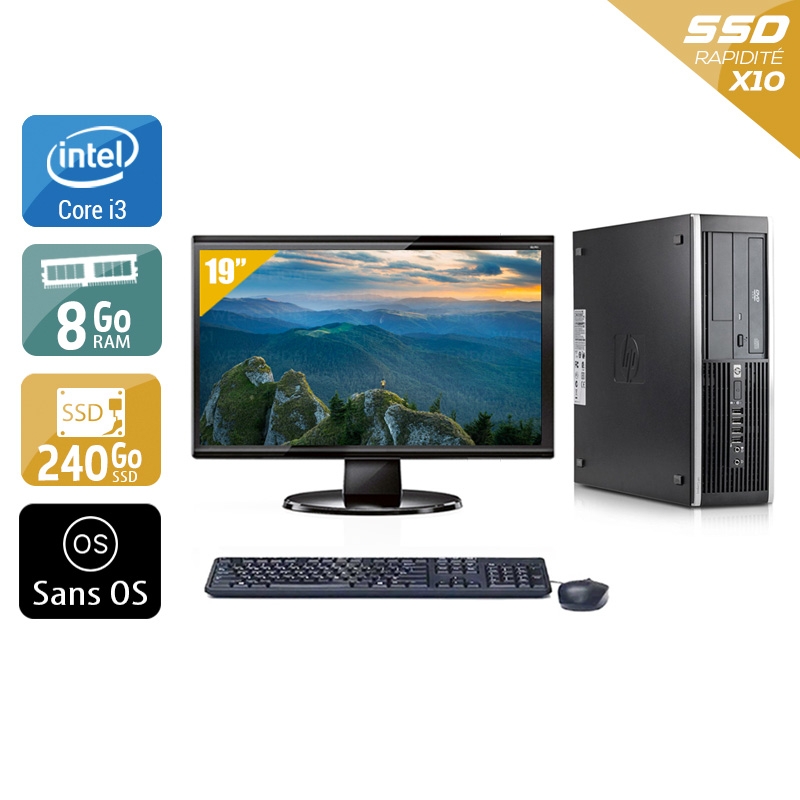 HP Compaq Elite 8100 SFF i3 + Écran - 19'' 8Go RAM 240Go SSD Sans OS  Bon étatOccasion certifiée reconditionnée Bon état -  reconditionné disponible sur Kiatoo