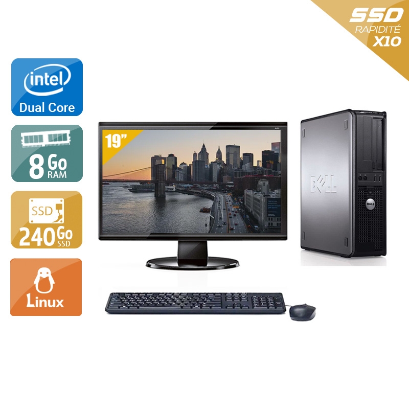 Dell Optiplex 780 SFF Dual Core + Écran - 19'' 8Go RAM 240Go SSD Linux  Bon étatOccasion certifiée reconditionnée Bon état -  reconditionné disponible sur Kiatoo