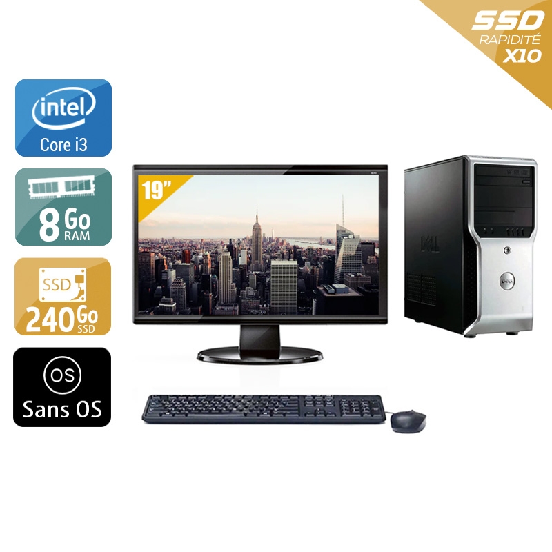 Dell Precision T1500 Tower i3 + Écran - 19'' 8Go RAM 240Go SSD Sans OS  Bon étatOccasion certifiée reconditionnée Bon état -  reconditionné disponible sur Kiatoo