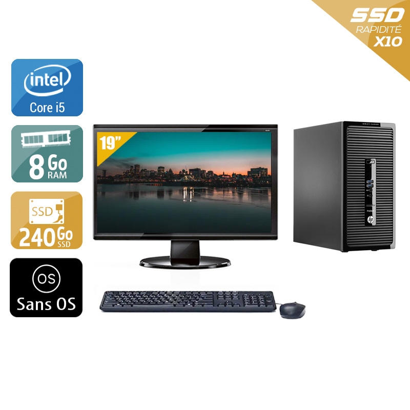 HP ProDesk 490 G2 Tower i5 + Écran - 19'' 8Go RAM 240Go SSD Sans OS  Bon étatOccasion certifiée reconditionnée Bon état -  reconditionné disponible sur Kiatoo
