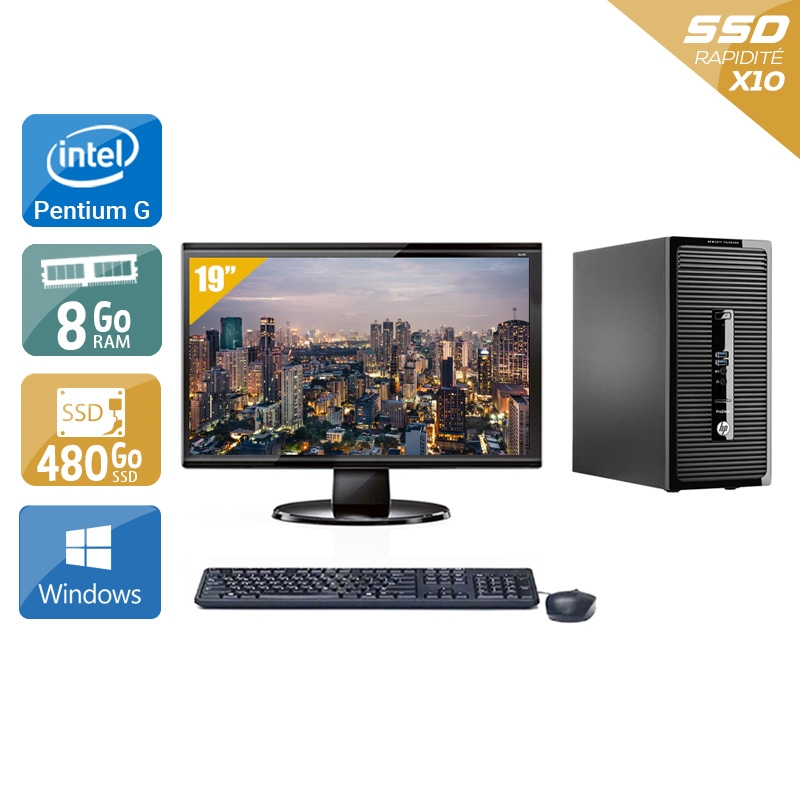 HP ProDesk 400 G2 Tower Pentium G Dual Core + Écran - 19'' 8Go RAM 480Go SSD Windows 10  Bon étatOccasion certifiée reconditionnée Bon état -  reconditionné disponible sur Kiatoo