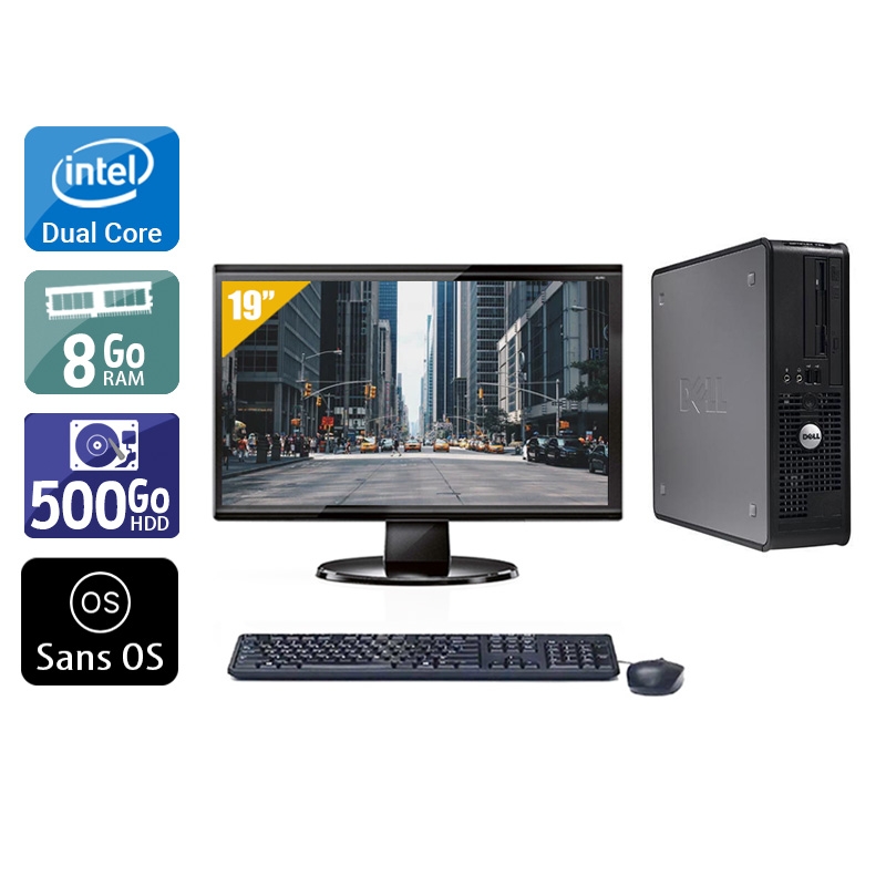 Dell Optiplex 380 SFF Dual Core + Écran - 19'' 8Go RAM 500Go HDD Sans OS  Très bon étatOccasion certifiée reconditionnée Bon état -  reconditionné disponible sur Kiatoo
