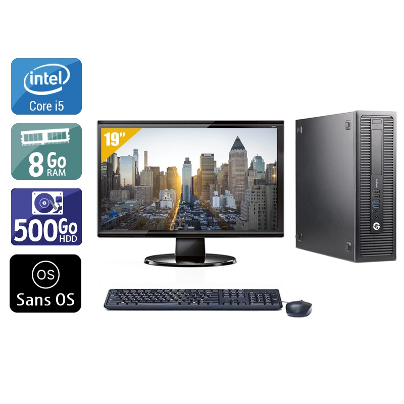HP ProDesk 600 G1 SFF i5 + Écran - 19'' 8Go RAM 500Go HDD Sans OS  État correctOccasion certifiée reconditionnée Bon état -  reconditionné disponible sur Kiatoo