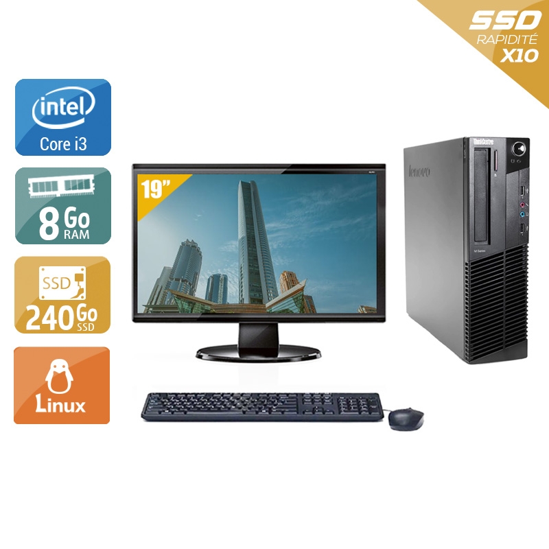 Acheter Lenovo ThinkCentre M83 SFF i3 + Écran - 19'' 8Go RAM 240Go SSD Linux Bon étatOccasion certifiée reconditionnée Bon état - 224,17 € Lenovo ThinkCentre M83 SFF i3 + Écran - 19'' 8Go RAM 240Go SSD Linux Bon étatOccasion certifiée reconditionnée Bon état - reconditionné disponible sur Kiatoo
