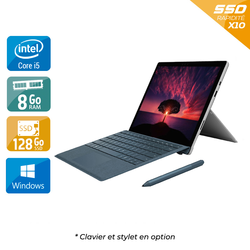 Microsoft Surface Pro 5 12,3'' (modèle 1796 _ 2017) i5 Gen 7 8Go RAM 128Go SSD Windows 10  Bon étatOccasion certifiée reconditionnée Bon état -  reconditionné disponible sur Kiatoo