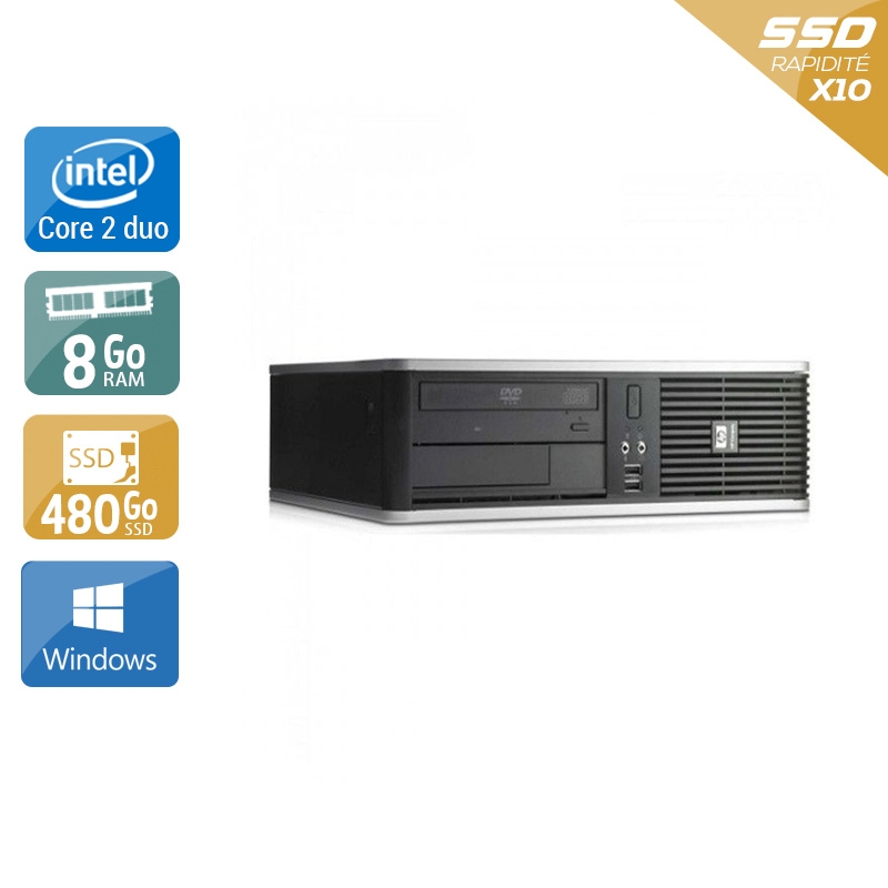 HP Compaq dc7900 SFF Core 2 Duo - 8Go RAM 480Go SSD Windows 10  Très bon étatOccasion certifiée reconditionnée Bon état -  reconditionné disponible sur Kiatoo