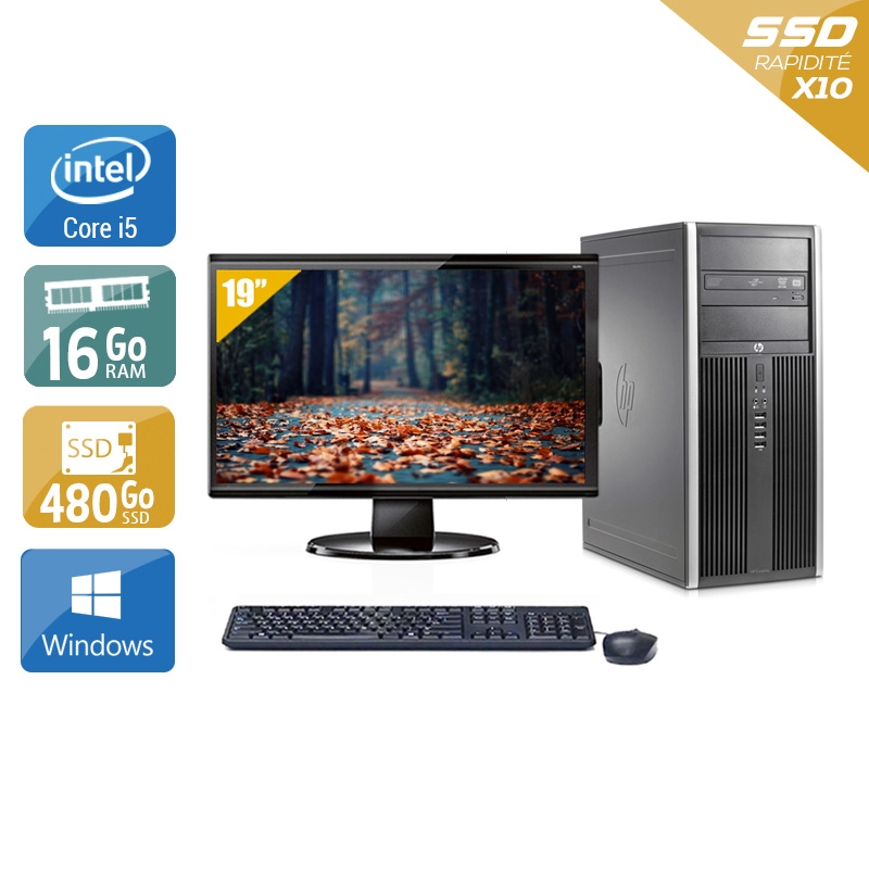 HP Compaq Elite 8200 Tower i5 + Écran - 19'' 16Go RAM 480Go SSD Windows 10  Bon étatOccasion certifiée reconditionnée Bon état -  reconditionné disponible sur Kiatoo