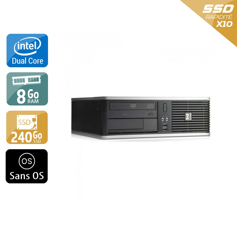 HP Compaq dc7800 SFF Dual Core - 8Go RAM 240Go SSD Sans OS  Très bon étatOccasion certifiée reconditionnée Bon état -  reconditionné disponible sur Kiatoo