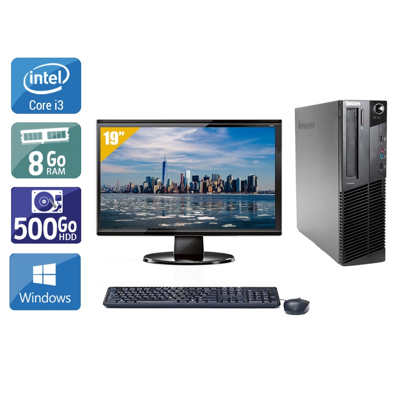 Lenovo ThinkCentre M91 USFF i3 + Écran - 19'' 8Go RAM 500Go HDD Windows 10  Bon étatOccasion certifiée reconditionnée Bon état -  reconditionné disponible sur Kiatoo