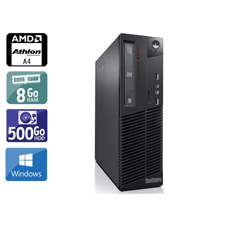 Acheter Lenovo ThinkCentre M78 SFF AMD A4 - 8Go RAM 500Go HDD Windows 10 Bon étatOccasion certifiée reconditionnée Bon état - 190,83 € Lenovo ThinkCentre M78 SFF AMD A4 - 8Go RAM 500Go HDD Windows 10 Bon étatOccasion certifiée reconditionnée Bon état - reconditionné disponible sur Kiatoo