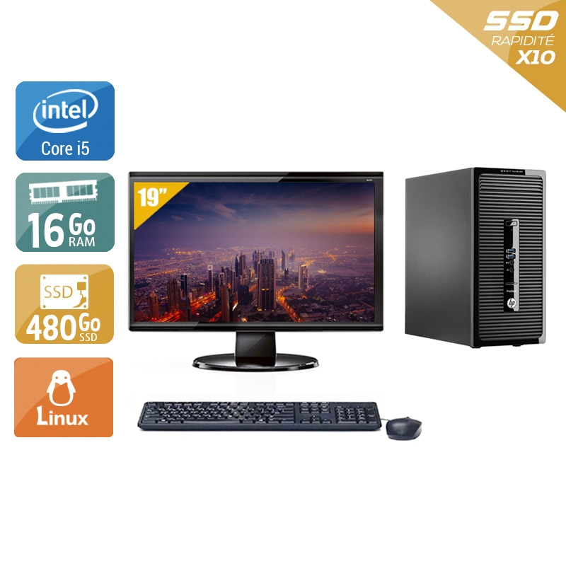 Acheter HP ProDesk 400 G2 Tower i5 + Écran - 19'' 16Go RAM 480Go SSD Linux Bon étatOccasion certifiée reconditionnée Bon état - 299,17 € HP ProDesk 400 G2 Tower i5 + Écran - 19'' 16Go RAM 480Go SSD Linux Bon étatOccasion certifiée reconditionnée Bon état - reconditionné disponible sur Kiatoo
