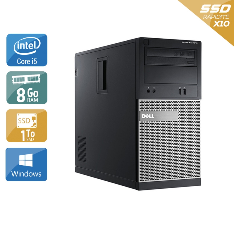 Dell Optiplex 3010 Tower i5 - 8Go RAM 1To SSD Windows 10  Bon étatOccasion certifiée reconditionnée Bon état -  reconditionné disponible sur Kiatoo