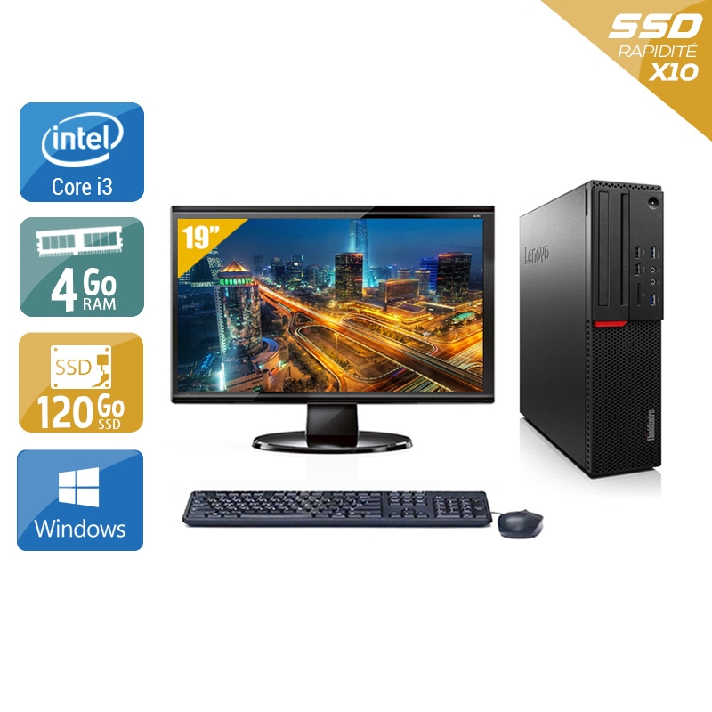Lenovo ThinkCentre M700 SFF i3 Gen 6 + Écran - 19'' 4Go RAM 120Go SSD Windows 10  Bon étatOccasion certifiée reconditionnée Bon état -  reconditionné disponible sur Kiatoo
