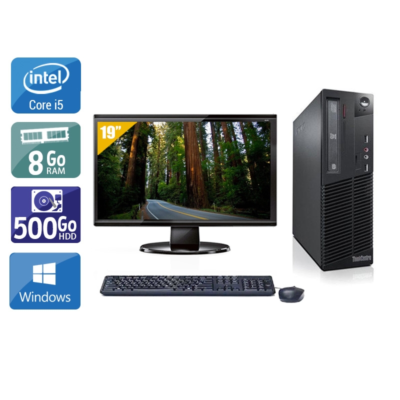 Lenovo ThinkCentre M71 SFF i5 + Écran - 19'' 8Go RAM 500Go HDD Windows 10  Bon étatOccasion certifiée reconditionnée Bon état -  reconditionné disponible sur Kiatoo