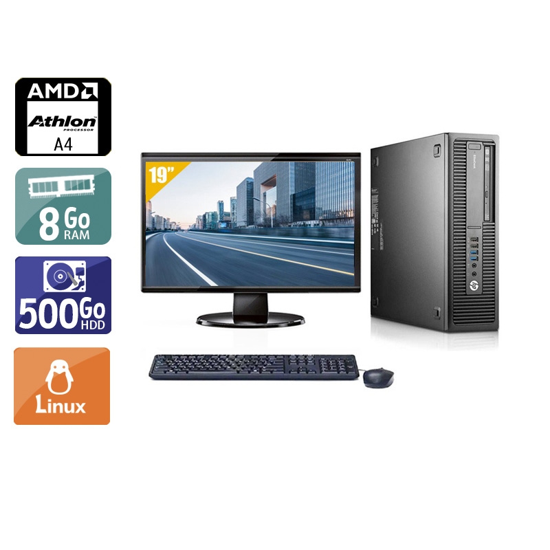 HP EliteDesk 705 G1 SFF AMD A4 + Écran - 19'' 8Go RAM 500Go HDD Linux  Bon étatOccasion certifiée reconditionnée Bon état -  reconditionné disponible sur Kiatoo