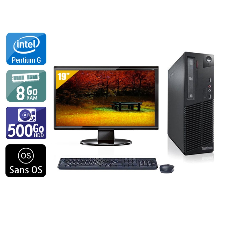 Lenovo ThinkCentre M71 SFF Pentium G Dual Core + Écran - 19'' 8Go RAM 500Go HDD Sans OS  Bon étatOccasion certifiée reconditionnée Bon état -  reconditionné disponible sur Kiatoo