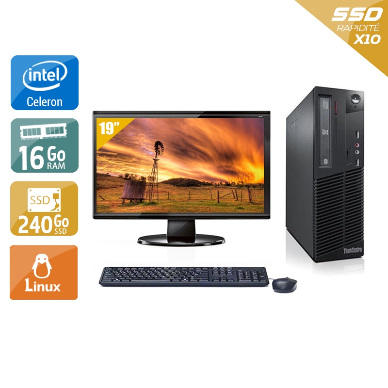 Acheter Lenovo ThinkCentre M82 SFF Celeron Dual Core + Écran - 19'' 8Go RAM 240Go SSD Linux Bon étatOccasion certifiée reconditionnée Bon état - 224,17 € Lenovo ThinkCentre M82 SFF Celeron Dual Core + Écran - 19'' 8Go RAM 240Go SSD Linux Bon étatOccasion certifiée reconditionnée Bon état - reconditionné disponible sur Kiatoo
