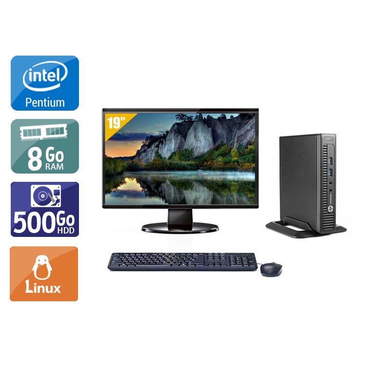 HP EliteDesk 800 G1 TINY Pentium G Dual Core + Écran - 19'' 8Go RAM 500Go HDD Linux  Très bon étatOccasion certifiée reconditionnée Bon état -  reconditionné disponible sur Kiatoo