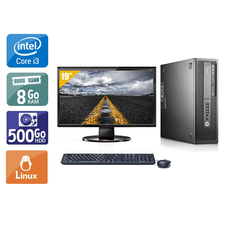 HP EliteDesk 800 G1 SFF i3 + Écran - 19'' 8Go RAM 500Go HDD Linux  Bon étatOccasion certifiée reconditionnée Bon état -  reconditionné disponible sur Kiatoo